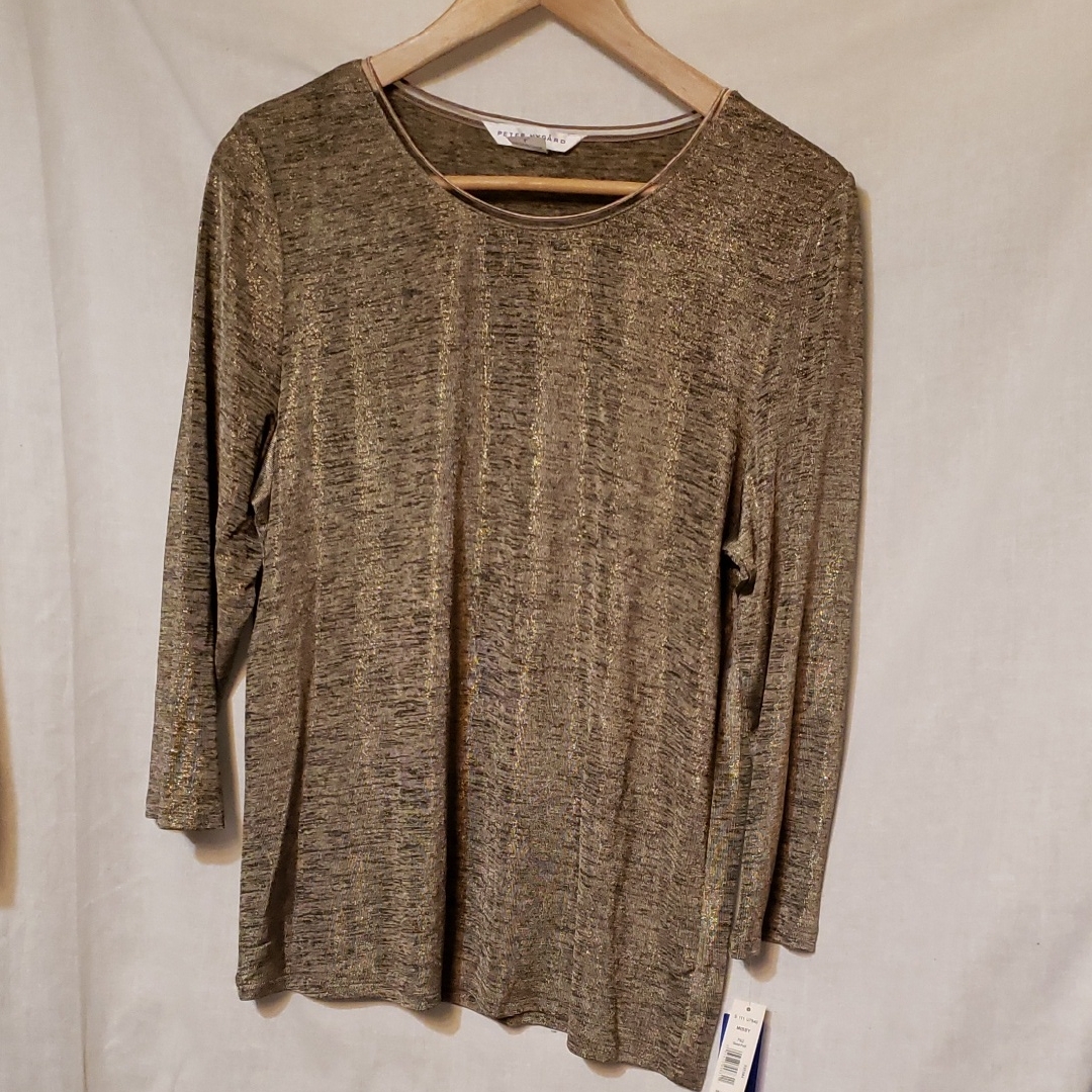 Peter Nygard Metallic Gold Long Sleeve Top